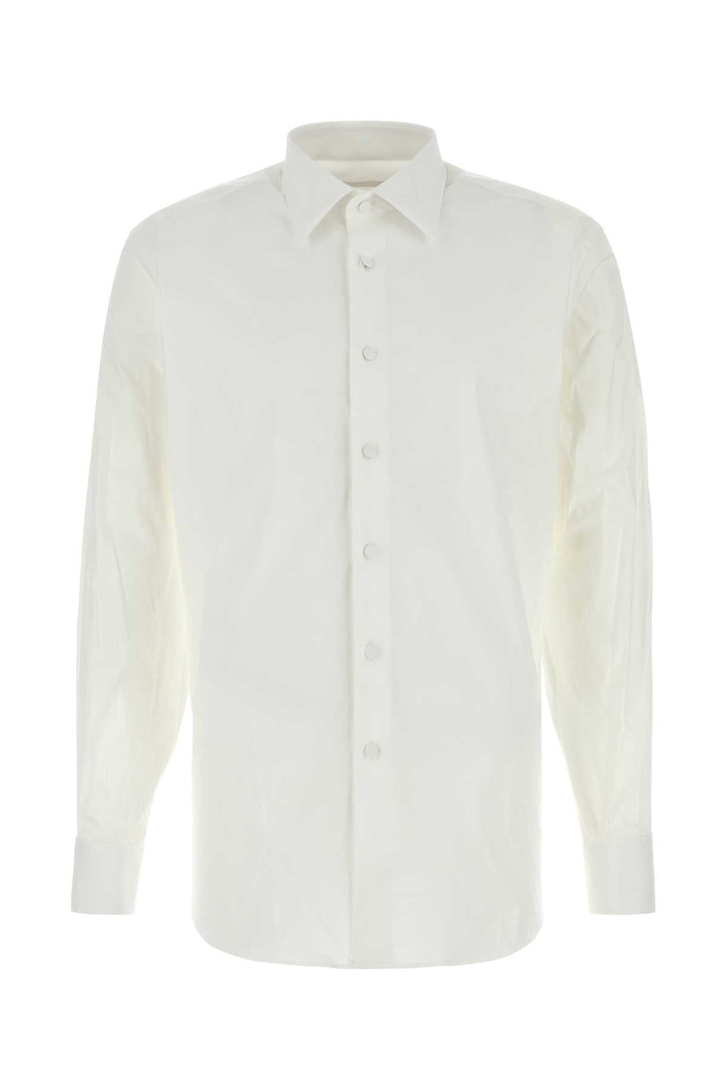 Prada Men White Stretch Cotton Blend Shirt