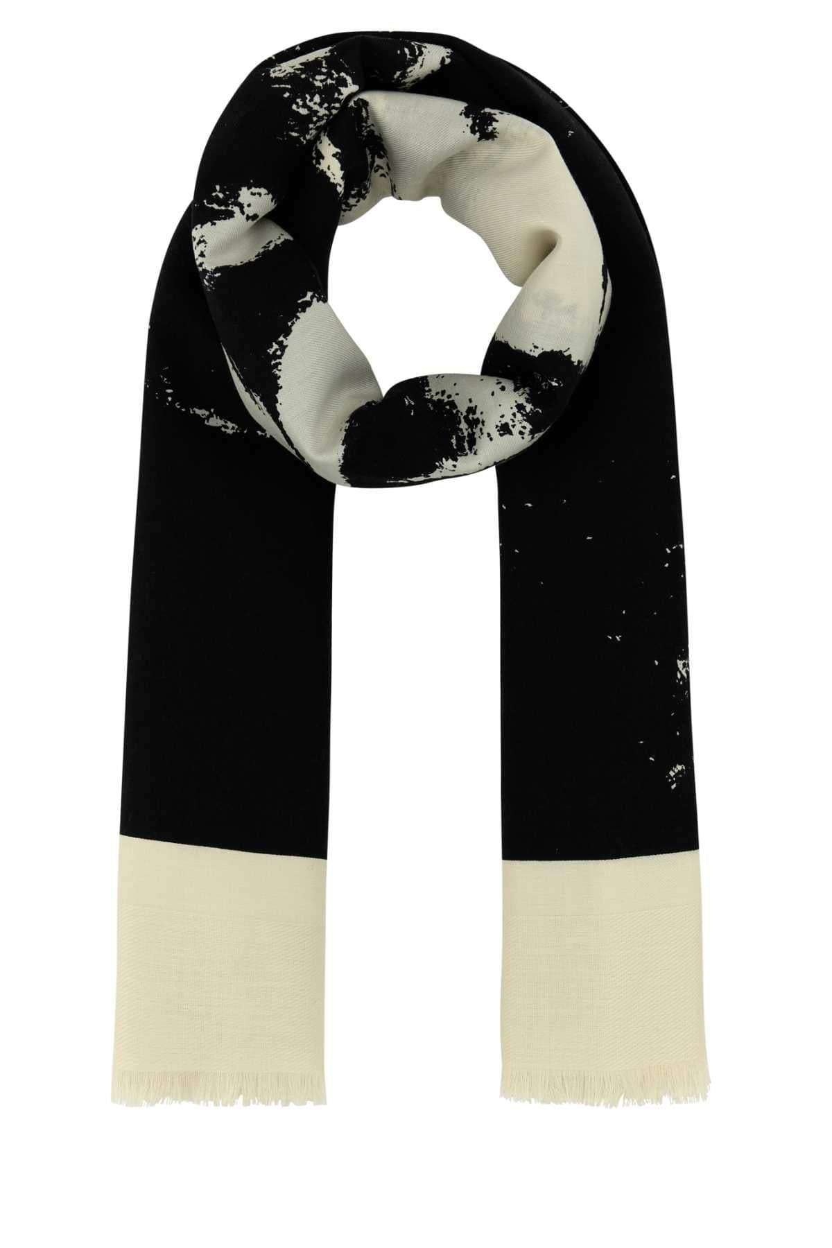 Alexander Mcqueen Women Ivory Silk Blend Scarf