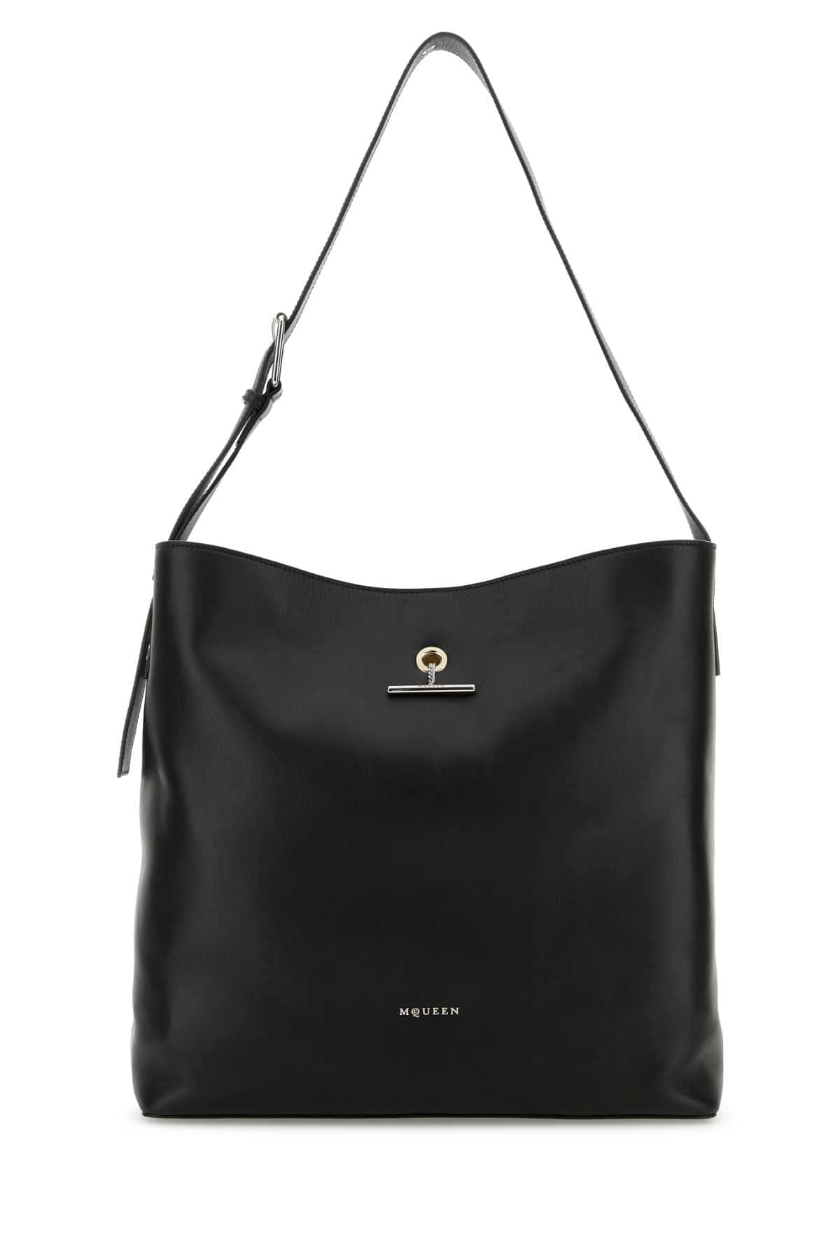 Alexander Mcqueen Men Black Leather Pendant Shopping Bag