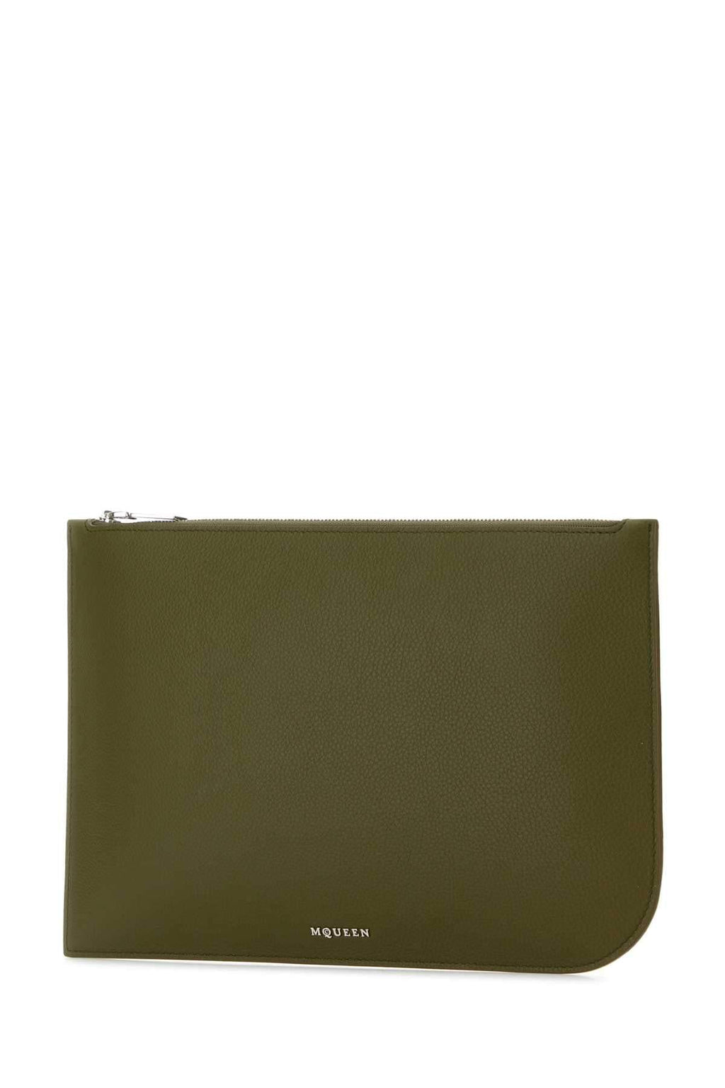 Alexander Mcqueen Men Olive Green Leather Large Sling Pouch