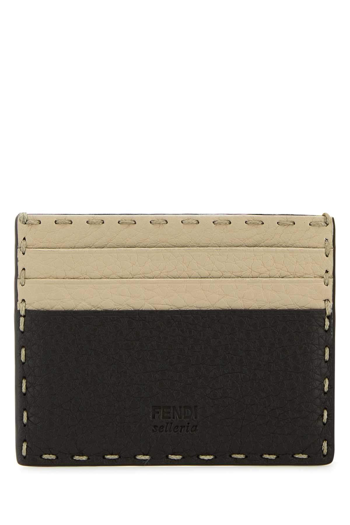Fendi Men Two-Tone Leather Sellerie Card Holder