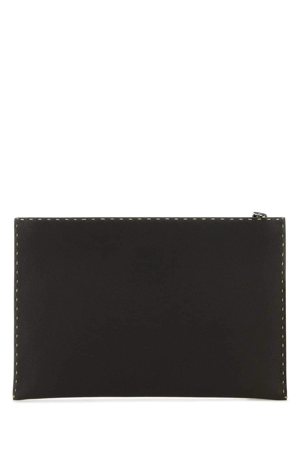 Fendi Men Dark Brown Leather Clutch