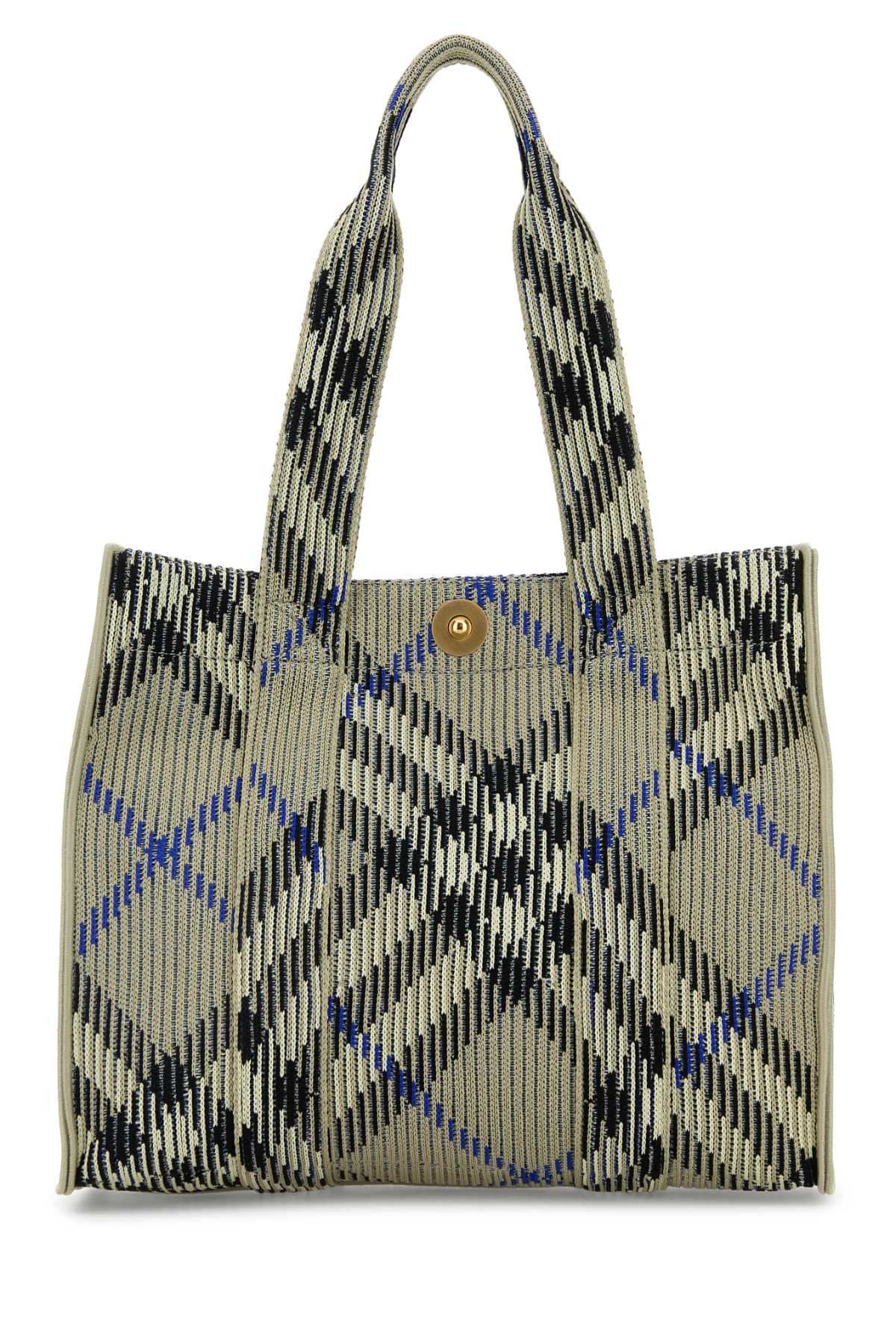Burberry Women Embroidered Canvas Shopping Bag