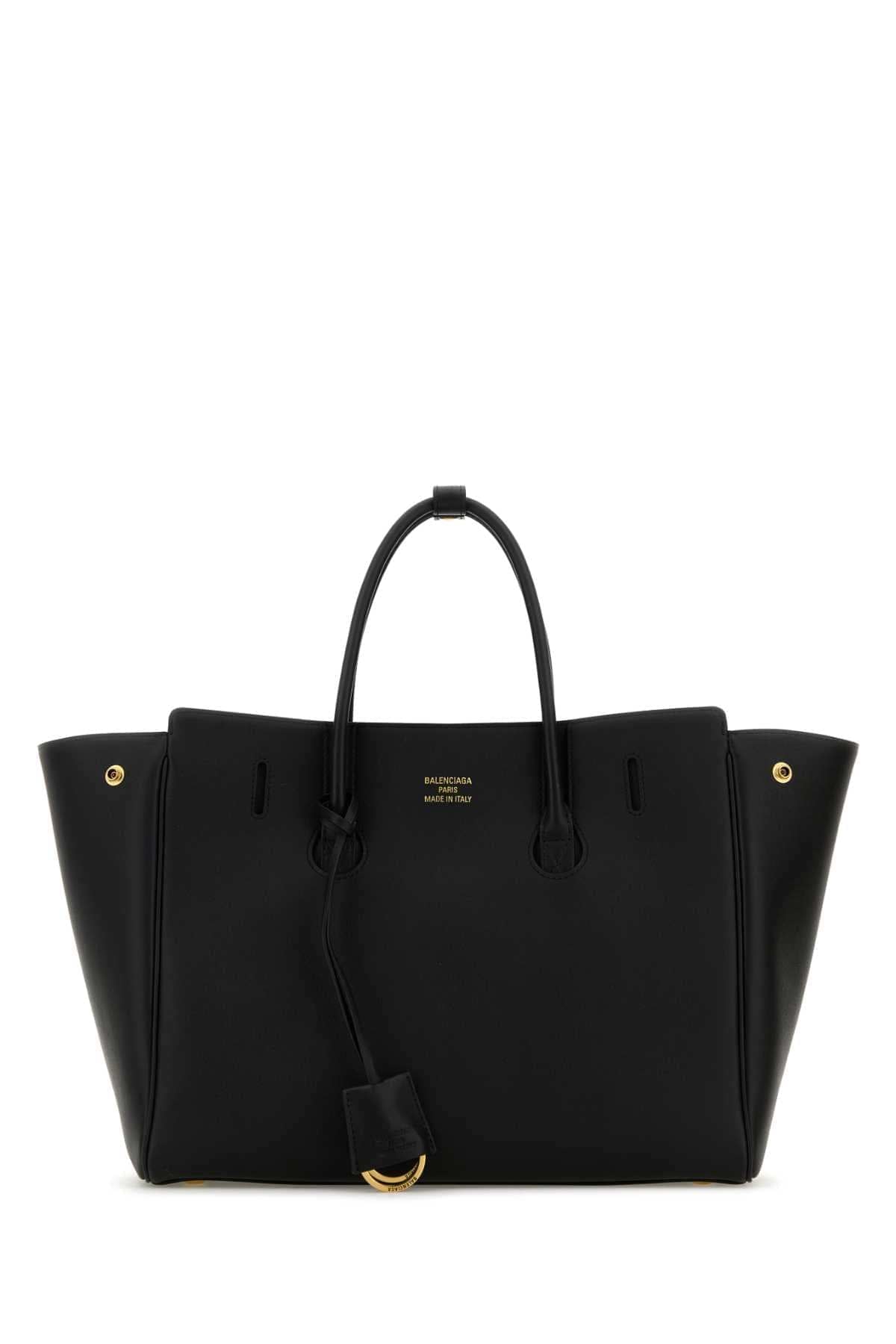 Balenciaga Women Black Leather Small Carry All Hempton Handbag