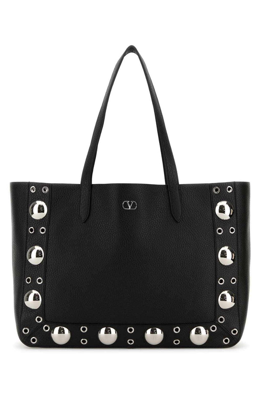 Valentino Garavani Women Black Leather Vlogo Signature Shopping Bag