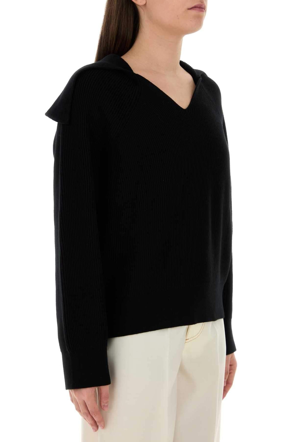 Bottega Veneta Women Black Stretch Cotton Blend Polo Shirt