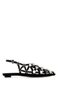 The Attico Women Black Suede Grid Ballerinas