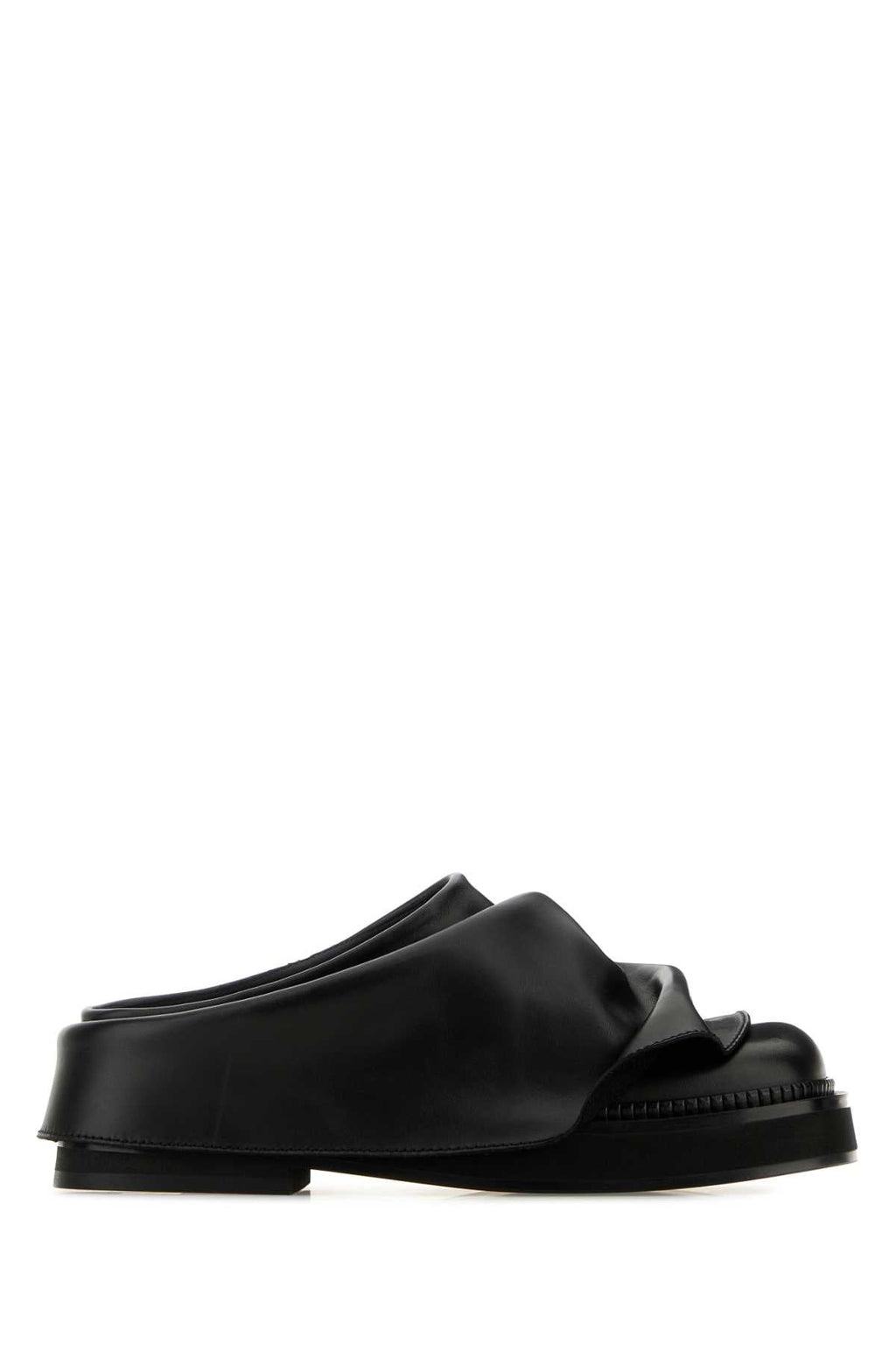 The Attico Women Black Leather Mini Robin Slippers