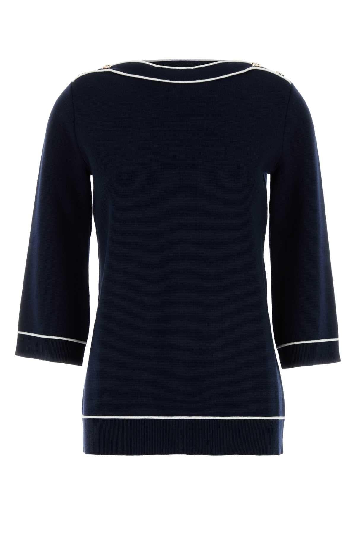 Gucci Women Navy Blue Wool Oversize Sweater