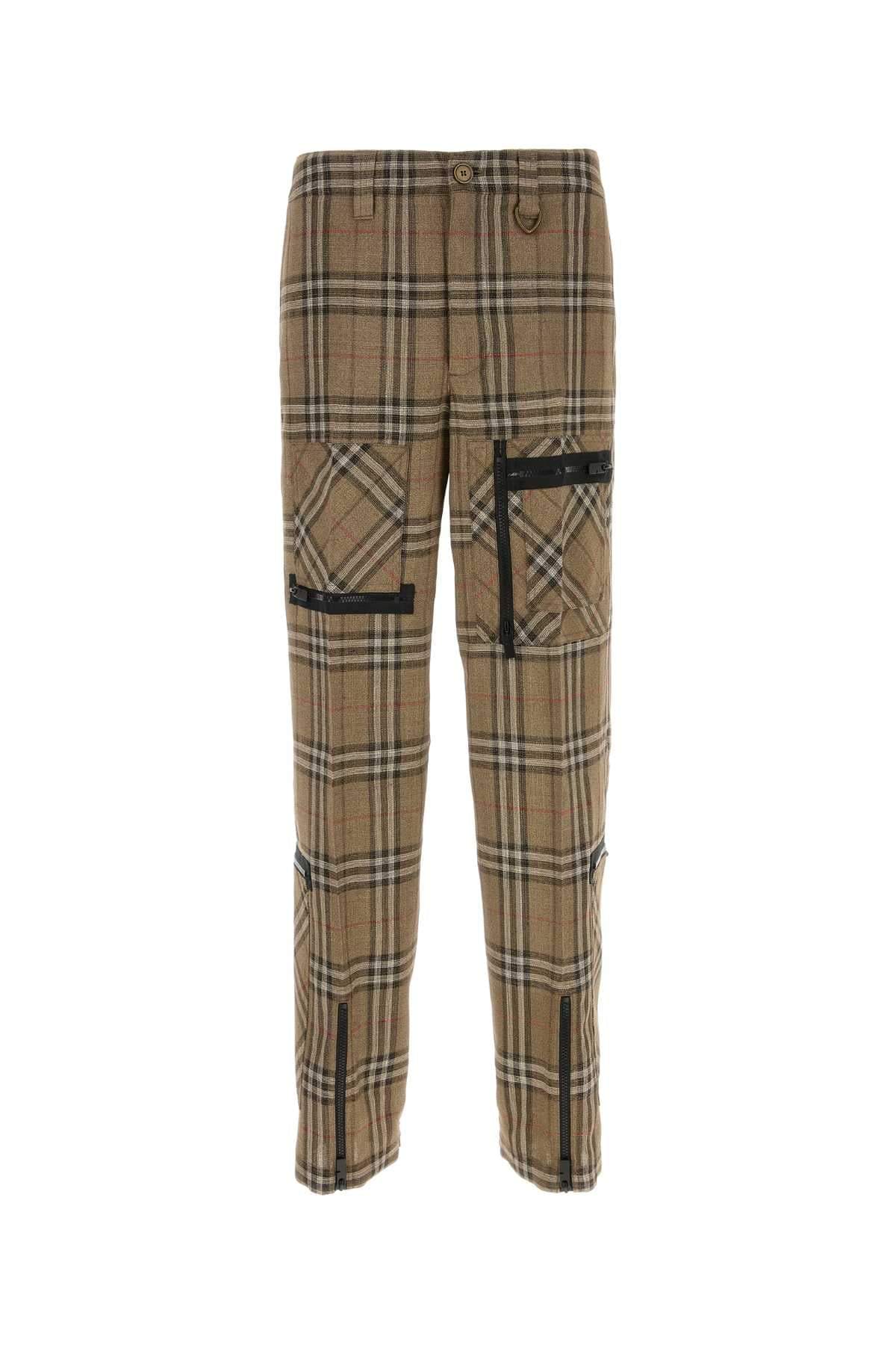 Burberry Men Embroidered Viscose Blend Cargo Pant