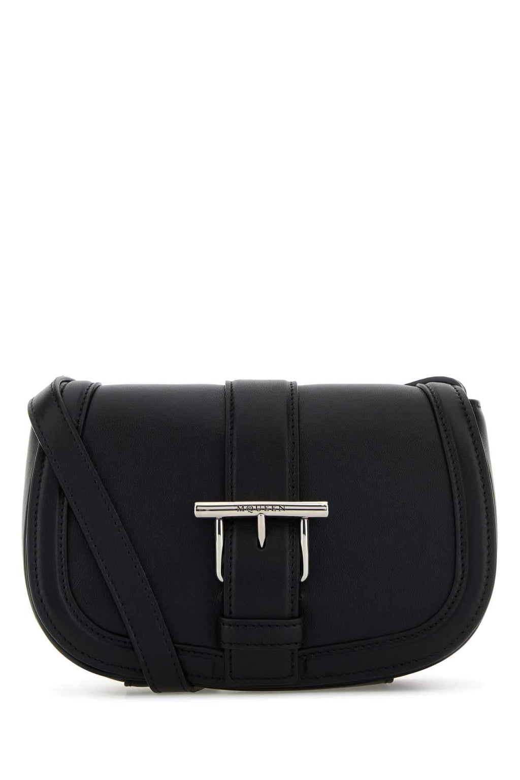 Alexander Mcqueen Women Black Leather Mini Satchel Crossbody Bag