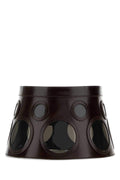 Prada Women Dark Brown Leather Hat