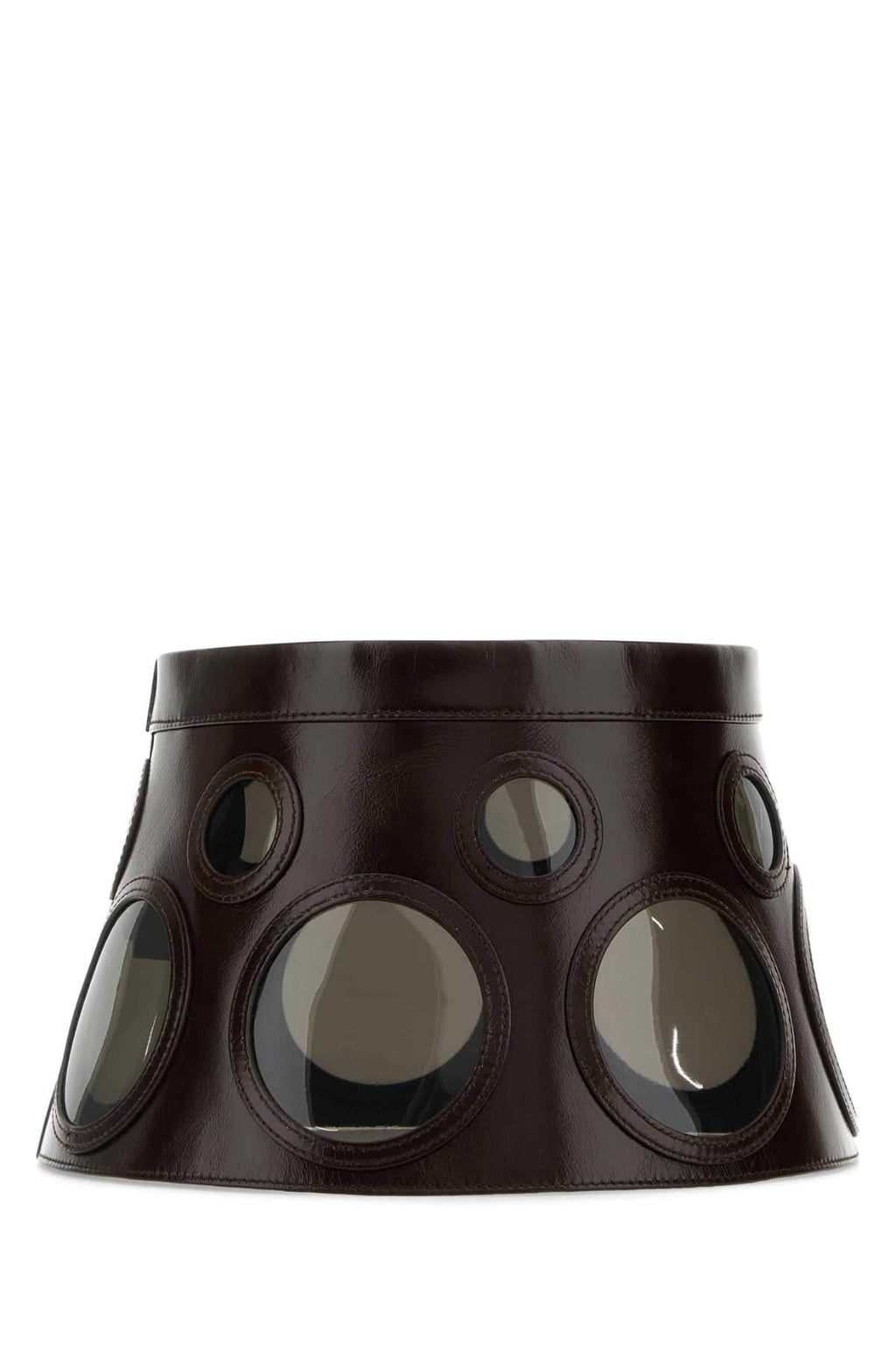 Prada Women Dark Brown Leather Hat