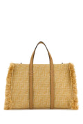 Fendi Women Embroidered Canvas Raffia Summer Shopping Bag