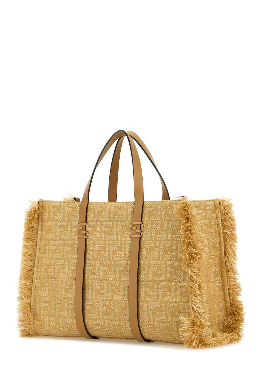 Fendi Women Embroidered Canvas Raffia Summer Shopping Bag