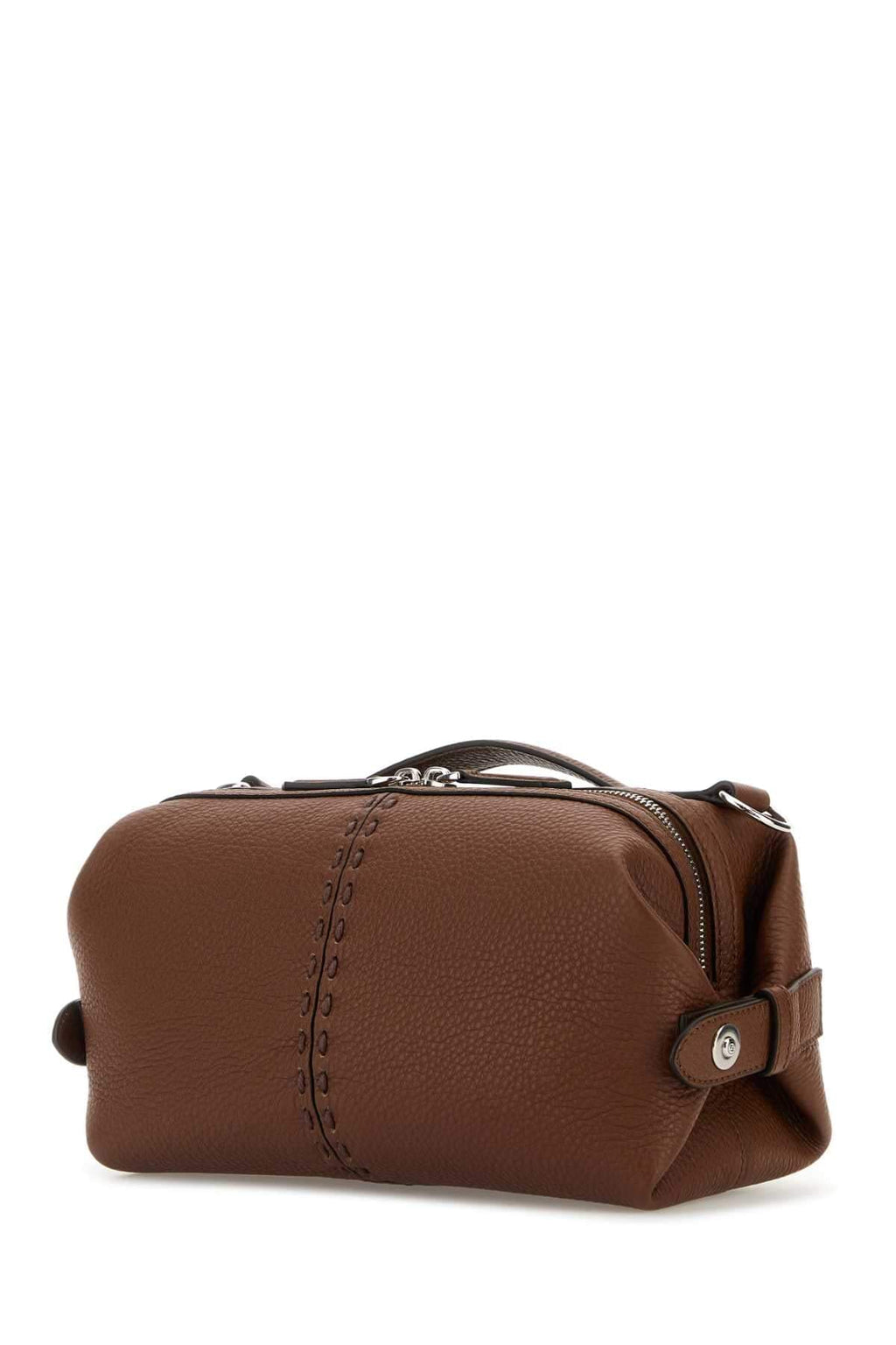Fendi Men Brown Leather Small Fendi Siesta Ff Selleria Handbag