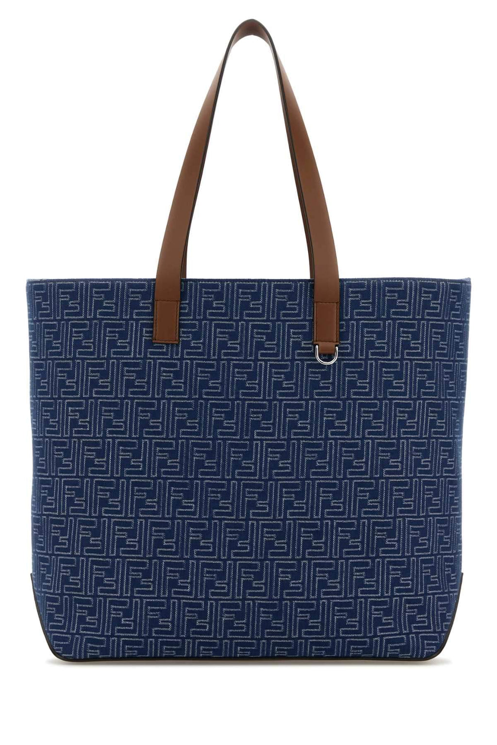 Fendi Men Embroidered Denim Shopping Bag