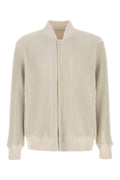 Homme Plisse' Issey Miyake Men Ivory Polyester Bomber Jacket