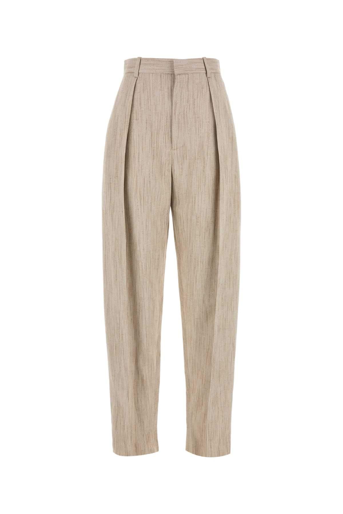 Bottega Veneta Women Melange Beige Viscosa Blend Pant