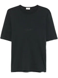 Saint Laurent Men Tonal Logo Embroidery Cotton T-Shirt