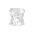 Ganni Foil Corsage Denim Top Women
