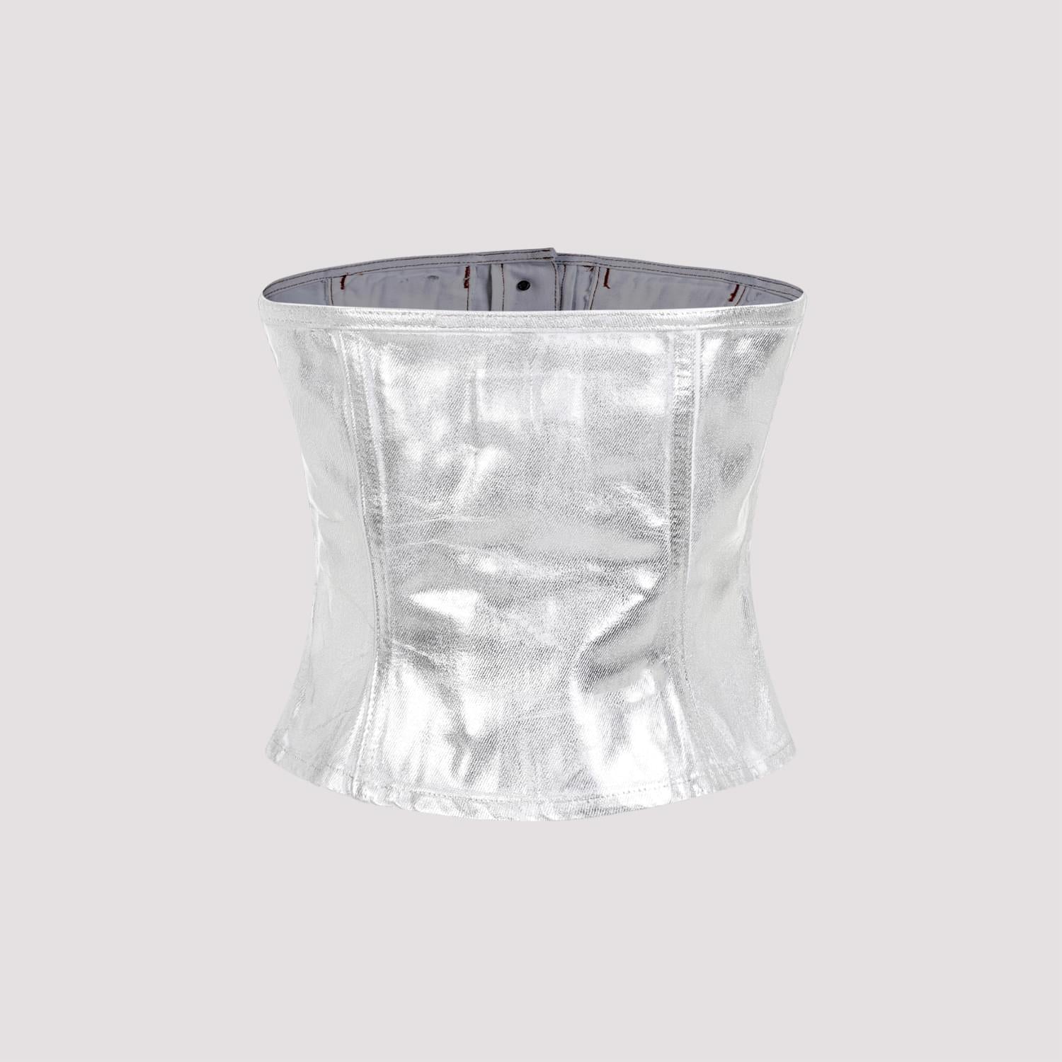 Ganni Foil Corsage Denim Top Women