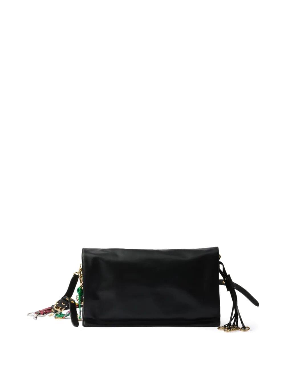 Prada Women Prada Soft Sound Large Leather Shoulder Bag With Charms
