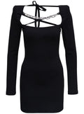 Giuseppe Di Morabito Women Black Jersey Dress With Chain Detail