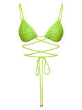 Self-Portrait Women Bikini Top With All-Over Crystal Embellishment In Green Polyamide Woman