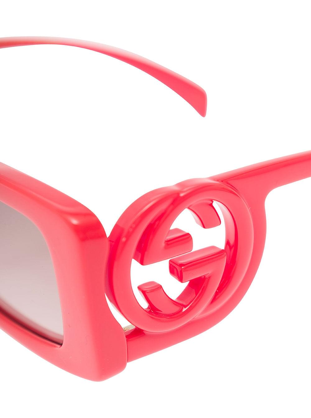 Gucci Women 'Gg1325s' Red Rectangular Sunglasses With Interlocking Gg Cut-Out In Shiny Acetate Woman