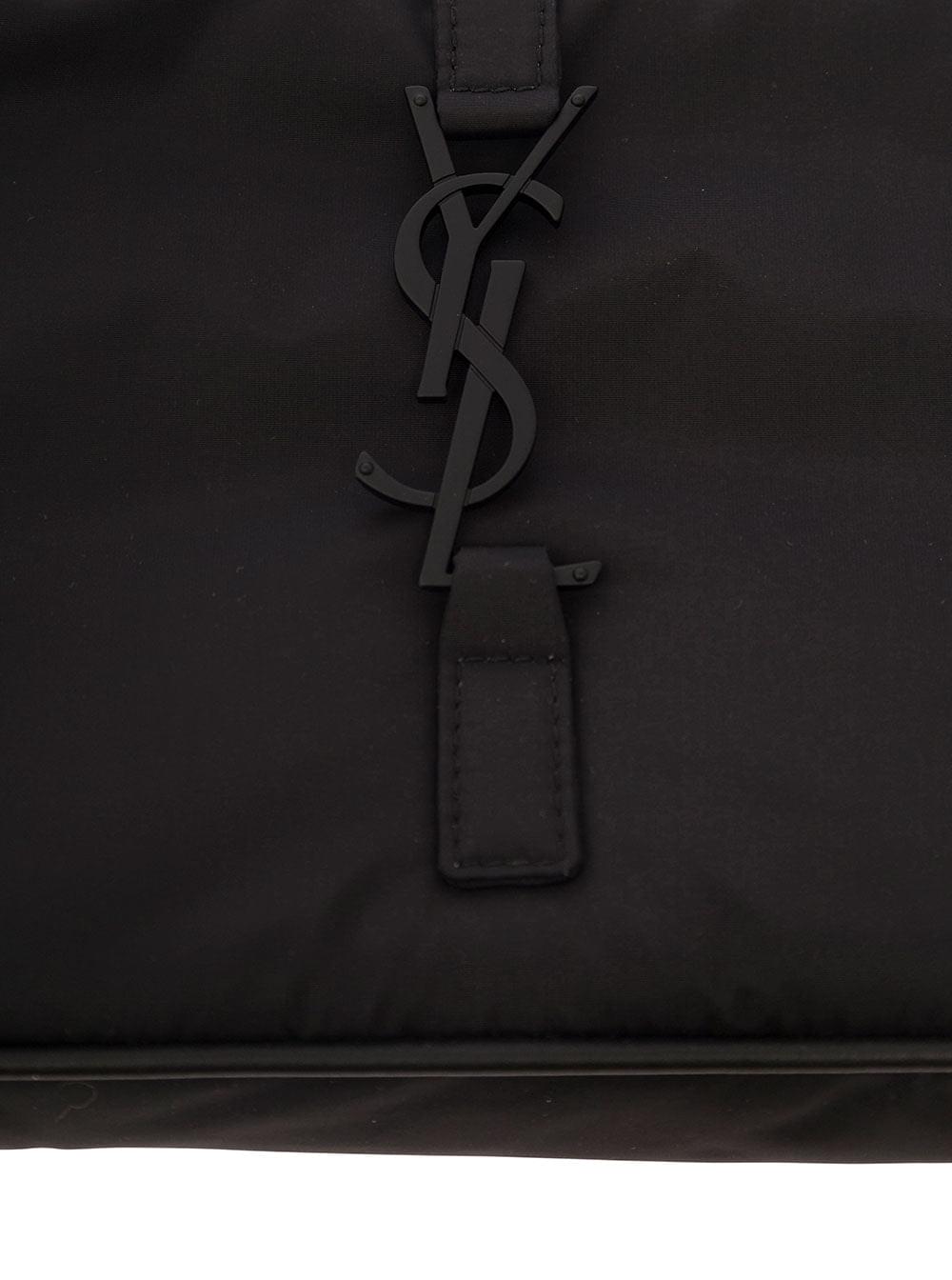 Saint Laurent Men 'Le 5 À 7' Black Shoulder Bag With Cassandre Fastening In Recycled Nylon Man