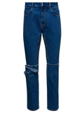 Givenchy Men Blue Jeans With Zip And Rips Details In Cotton Denim Man
