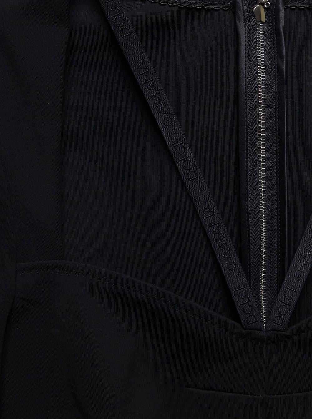 Dolce & Gabbana Women Black Mini Dress With Short Sleeves And Neckline Detail In Viscose Blend Woman