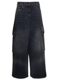 Palm Angels Women Bw Wide Denim Parachute