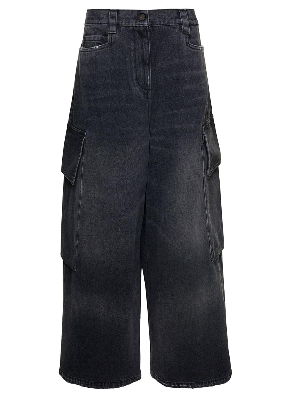 Palm Angels Women Bw Wide Denim Parachute