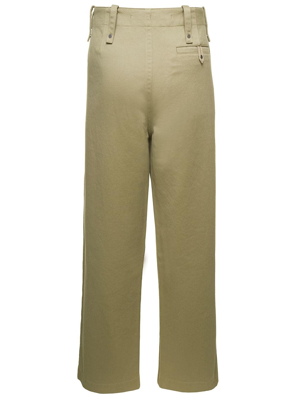 Burberry Men Beige Wide-Leg Pants In Cotton Man