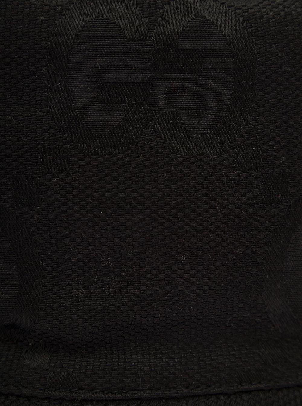Gucci Men Black Bucket Hat With Leather Trimmings In Gg Jumbo Canvas Man