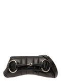 Gucci Women 'Medium Gucci Horsebit' Black Shoulder Bag With Maxi Horsebit In Leather Woman