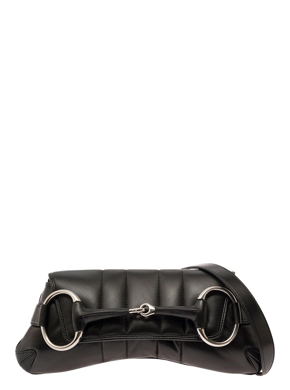 Gucci Women 'Medium Gucci Horsebit' Black Shoulder Bag With Maxi Horsebit In Leather Woman