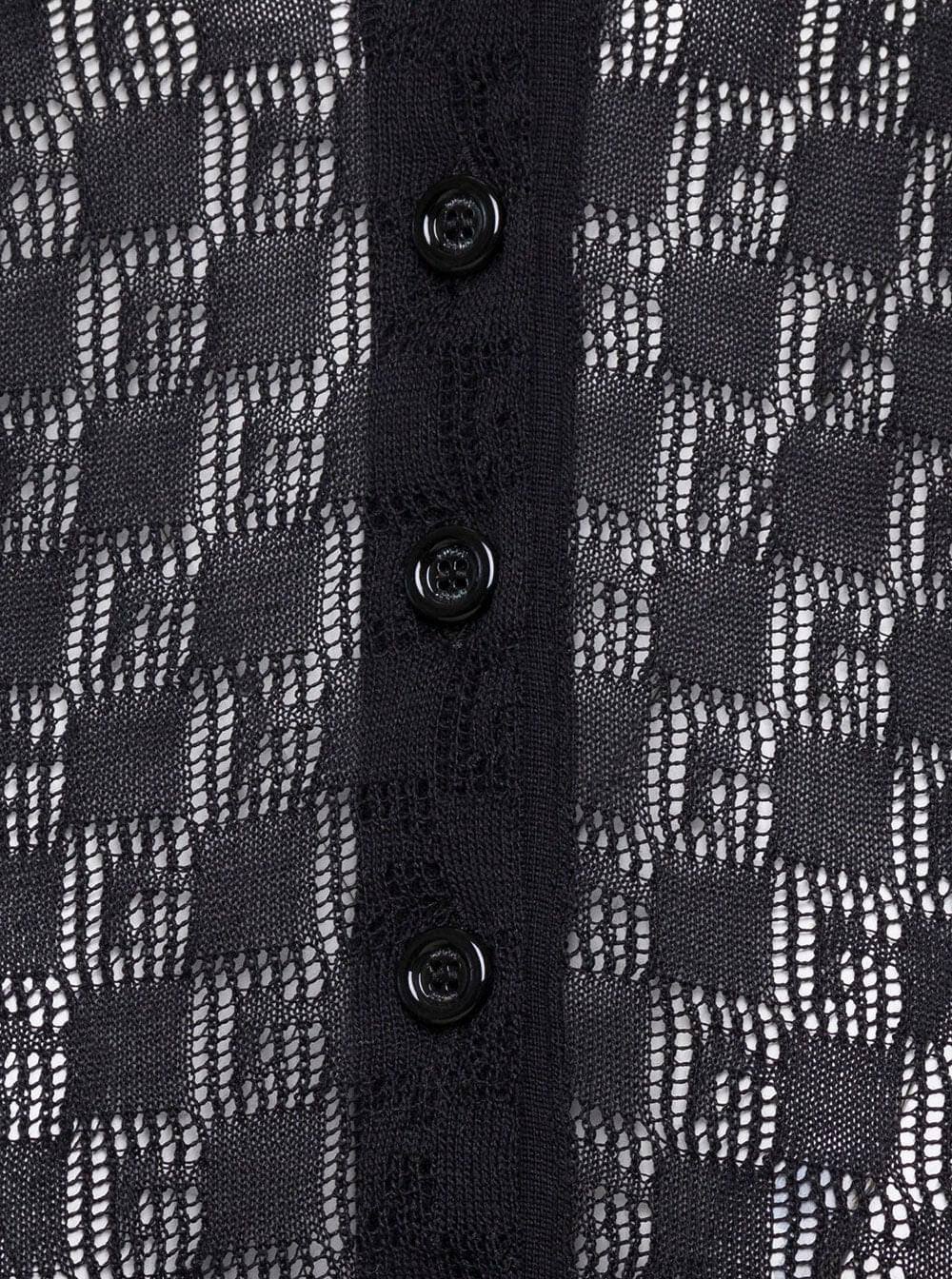 Gucci Women Black Polo Shirt With Button Closure And Gg Motif In Cotton And Silk Blend Woman