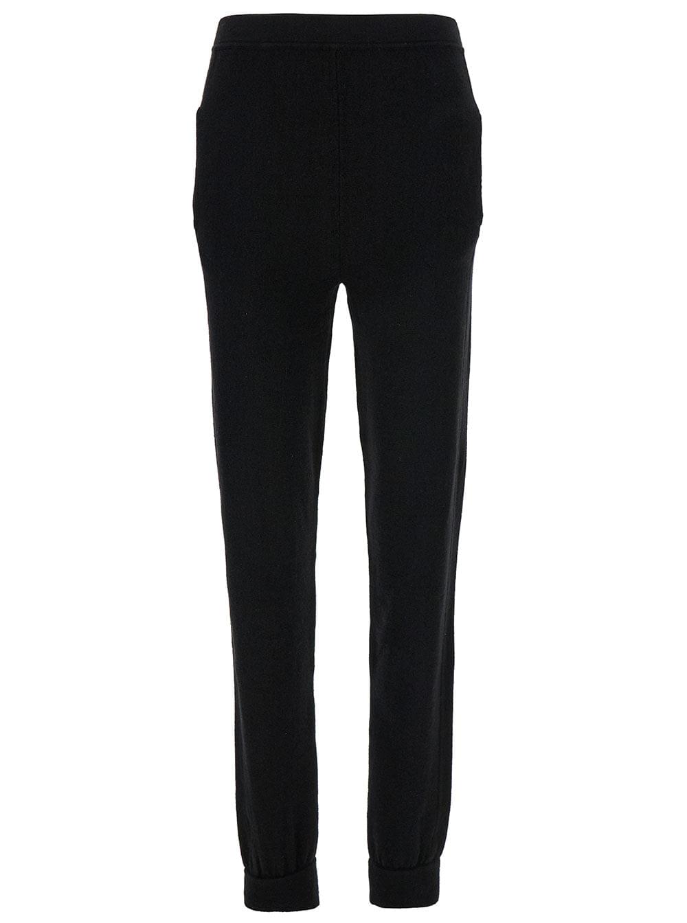 Saint Laurent Women Black High-Waisted Leggings With Pockets In Cashmere Woman