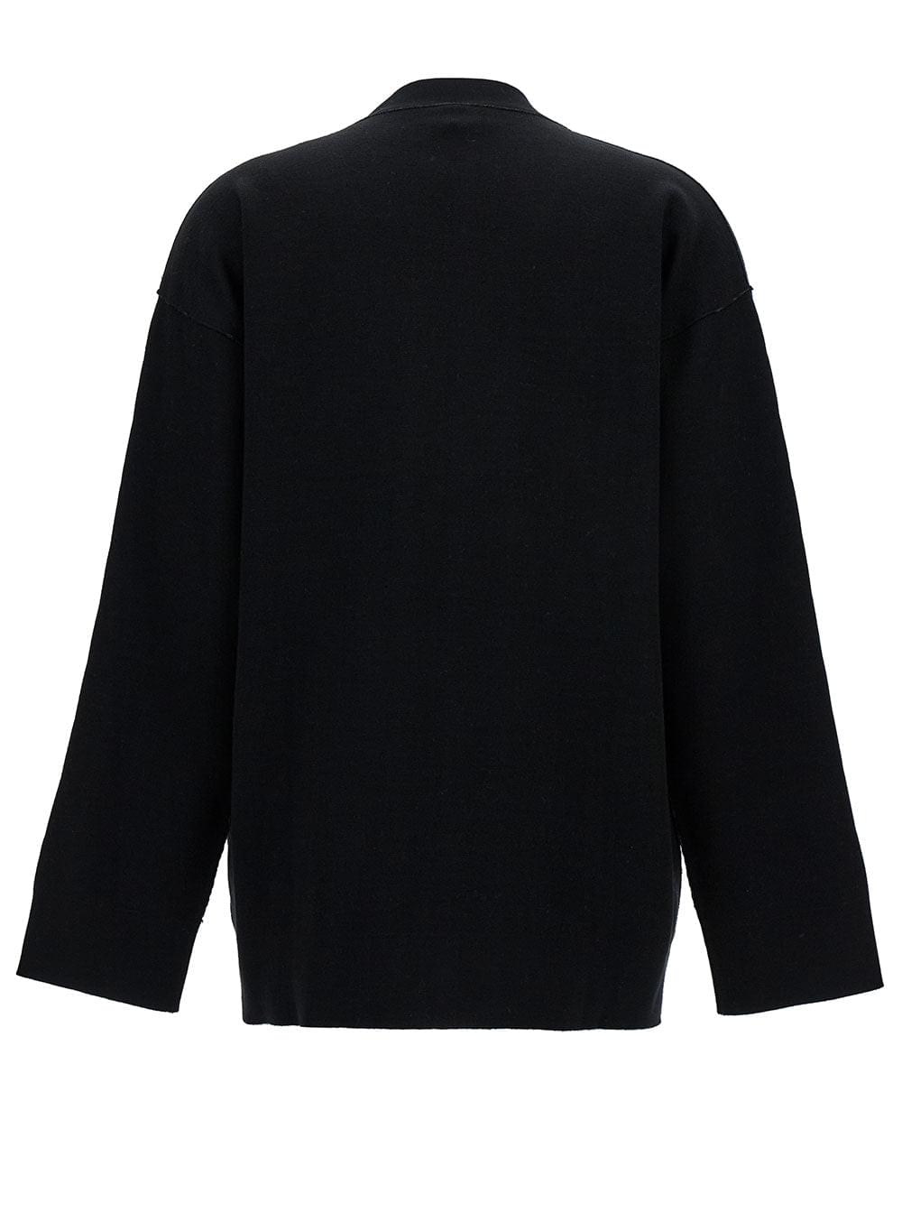 Fendi Women Black Reversible Cardigan With Jacquard Ff Motif In Knit Woman