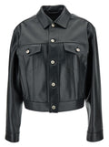 Balenciaga Women Black Cropped Jacket With Silver-Tone Branded Buttons In Super Smooth Leather Woman
