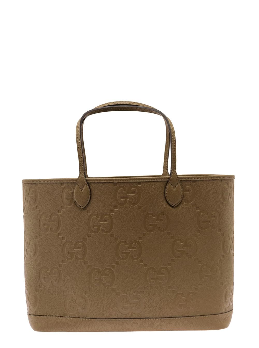Gucci Men 'Jumbo' Beige Handbag With All-Over Logo In Leather Man