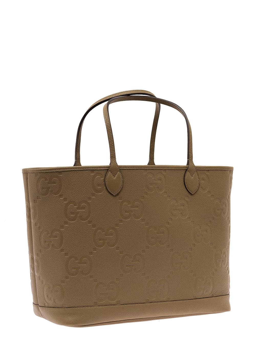 Gucci Men 'Jumbo' Beige Handbag With All-Over Logo In Leather Man