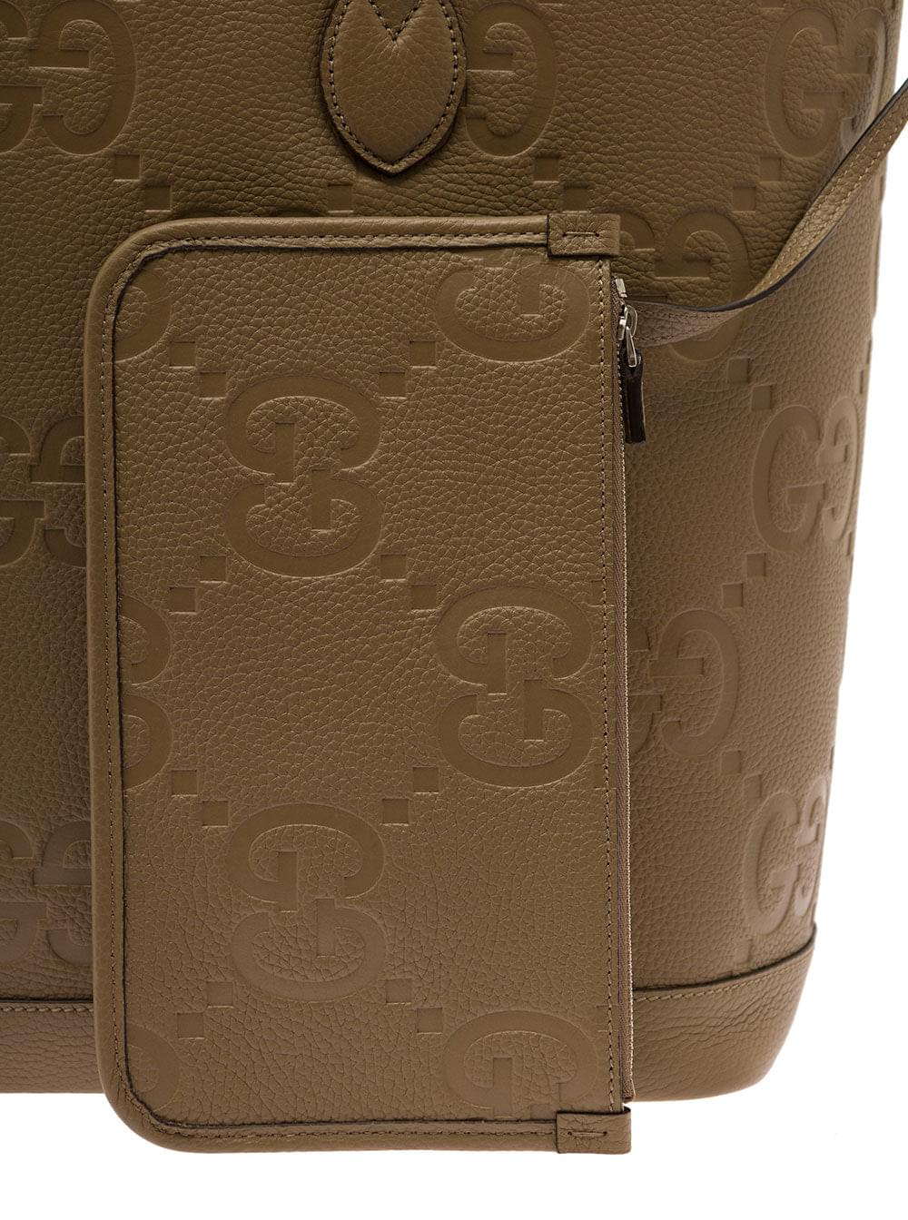 Gucci Men 'Jumbo' Beige Handbag With All-Over Logo In Leather Man