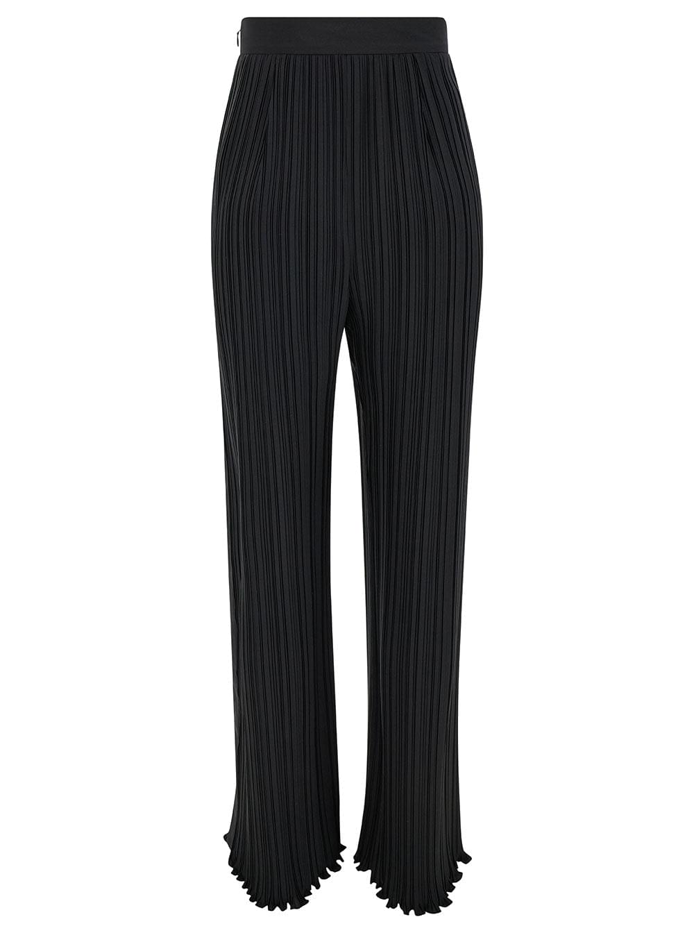Lanvin Women Black Pleated Pants With Invisible Zip In Crêpe De Chine Woman