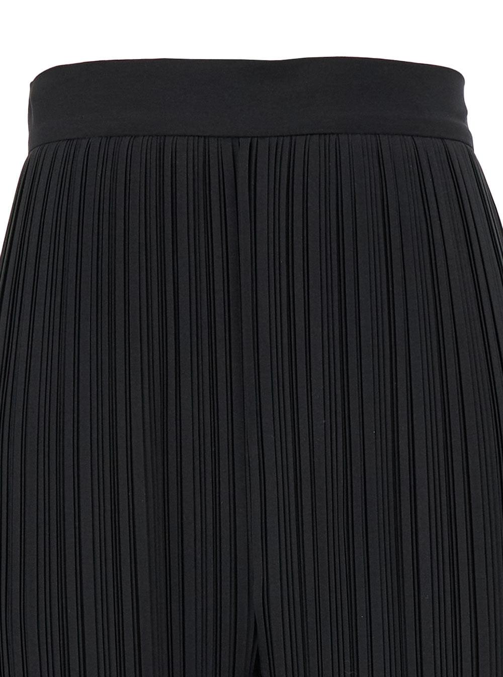 Lanvin Women Black Pleated Pants With Invisible Zip In Crêpe De Chine Woman