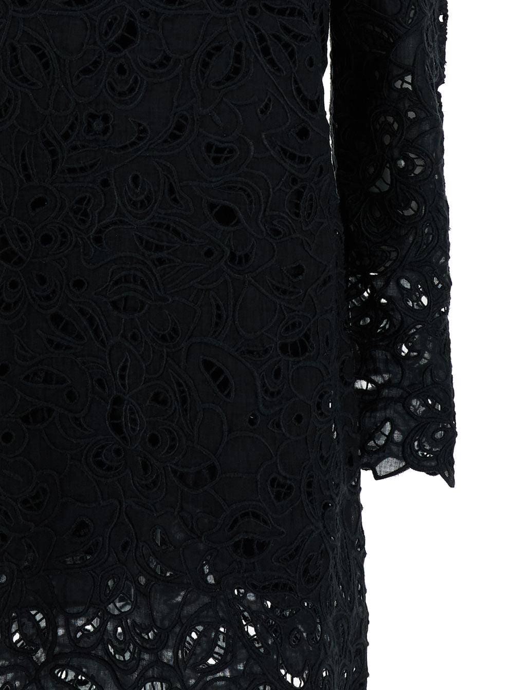 Isabel Marant Women 'Daphne' Mini Black Dress With Flower Embroidery In Guipure Woman