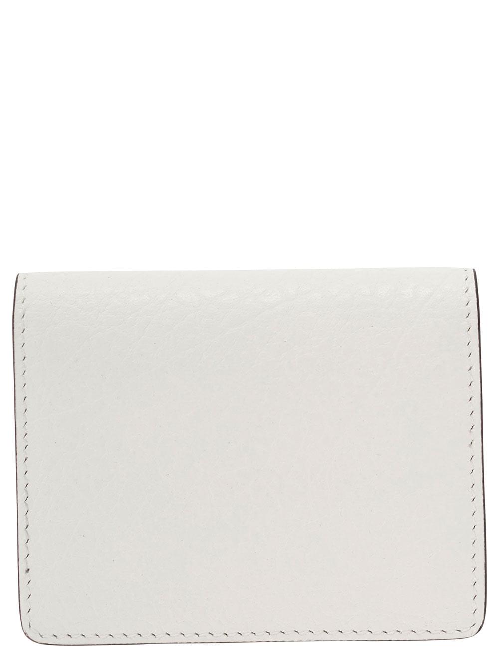 Acne Studios Men White Card-Holder With Embossed Logo In Hammered Leather Man
